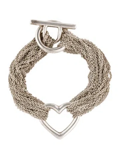 Pre-owned Tiffany & Co Heart Mesh Toggle Bracelet, 6" In Multi