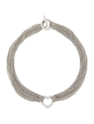 Pre-owned Tiffany & Co Heart Multistrand Toggle Necklace, 15.5"