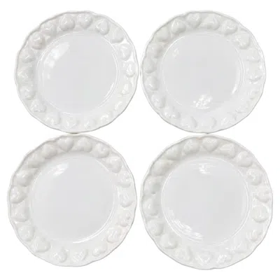 Pre-owned Tiffany & Co . Heart Porcelain Salad Dessert Plates 8-inch Set Of 4 Made In Italy In Multiple