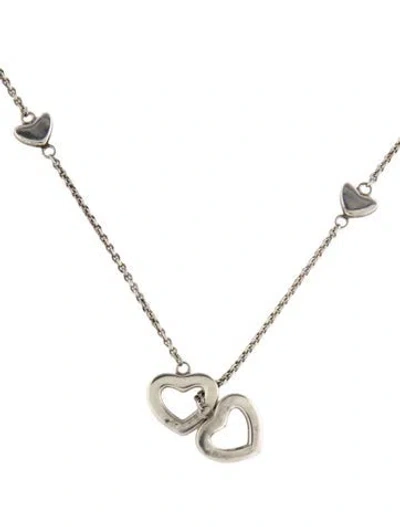 Pre-owned Tiffany & Co Heart Station Lavalier Necklace, 16" In Multi
