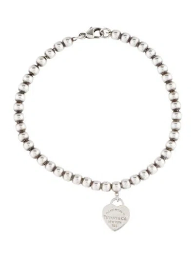 Pre-owned Tiffany & Co Heart Tag Bead Bracelet, 6.25" In Multi