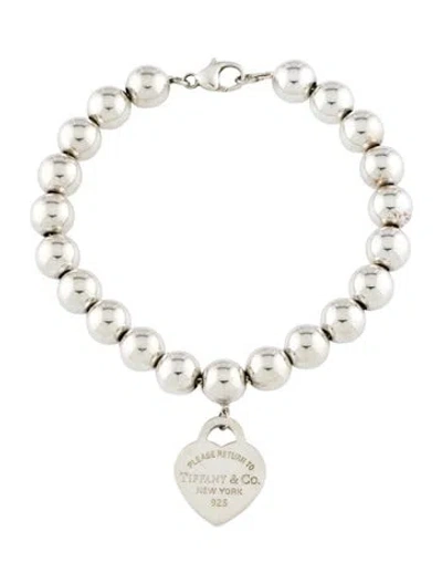 Pre-owned Tiffany & Co Heart Tag Bead Bracelet, 6.5" In Multi