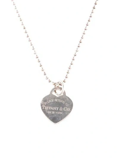 Pre-owned Tiffany & Co Heart Tag Bead Chain Pendant Necklace, 18" In Multi