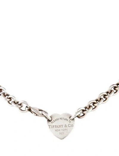 Pre-owned Tiffany & Co Heart Tag Chain Link Choker Necklace, 17.5" In Multi