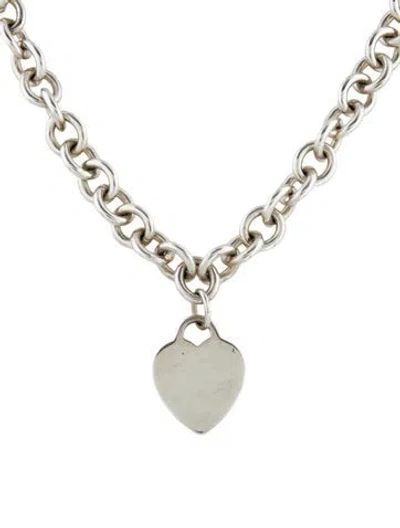 Pre-owned Tiffany & Co Heart Tag Chain Link Necklace, 15", 15" In Multi