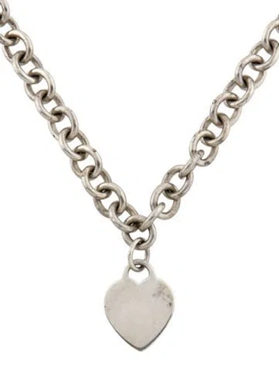 Pre-owned Tiffany & Co Heart Tag Chain Link Necklace, 16" In Multi