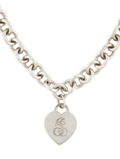 Pre-owned Tiffany & Co Heart Tag Chain Link Necklace, 16" In Multi