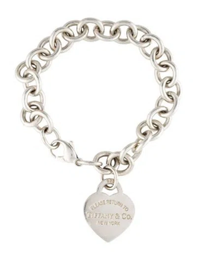 Pre-owned Tiffany & Co Heart Tag Charm Bracelet, 6.25" In Multi