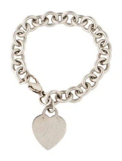 Pre-owned Tiffany & Co Heart Tag Charm Bracelet, 6.5" In Multi