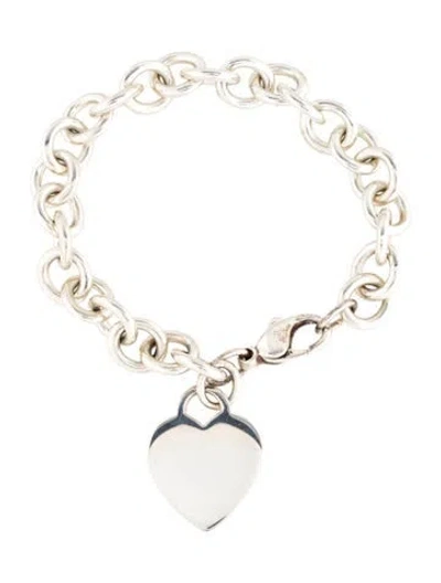 Pre-owned Tiffany & Co Heart Tag Charm Bracelet, 6.5" In Multi