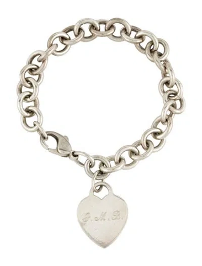 Pre-owned Tiffany & Co Heart Tag Charm Bracelet, 6.5" In Multi
