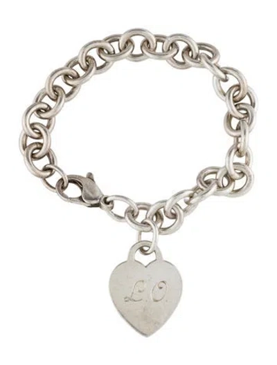 Pre-owned Tiffany & Co Heart Tag Charm Bracelet, 6.5" In Multi