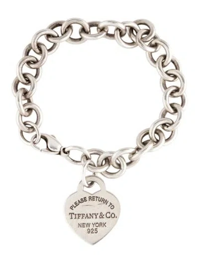 Pre-owned Tiffany & Co Heart Tag Charm Bracelet, 6.5" In Multi
