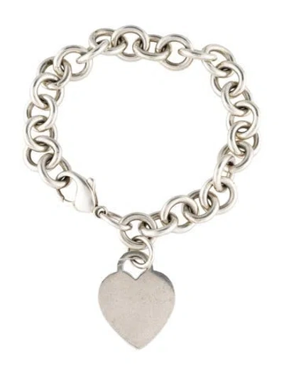 Pre-owned Tiffany & Co Heart Tag Charm Bracelet, 6.5" In Multi