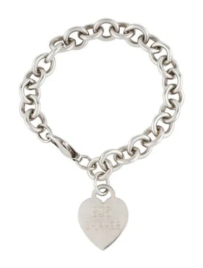 Pre-owned Tiffany & Co Heart Tag Charm Bracelet, 6.5" In Multi