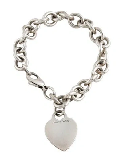 Pre-owned Tiffany & Co Heart Tag Charm Bracelet, 6.5" In Multi