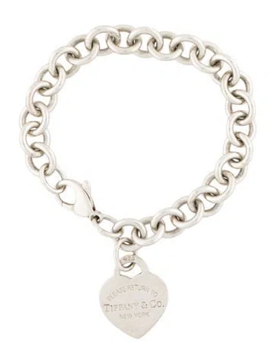 Pre-owned Tiffany & Co Heart Tag Charm Bracelet, 6.5" In Multi