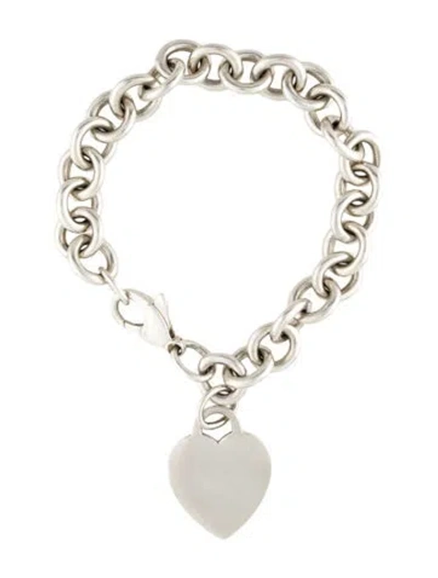 Pre-owned Tiffany & Co Heart Tag Charm Bracelet, 6.5" In Multi