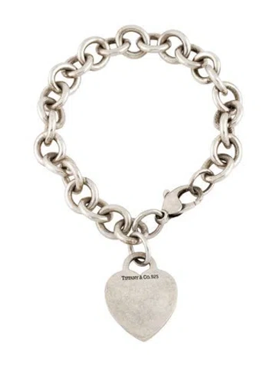 Pre-owned Tiffany & Co Heart Tag Charm Bracelet, 6.5" In Multi
