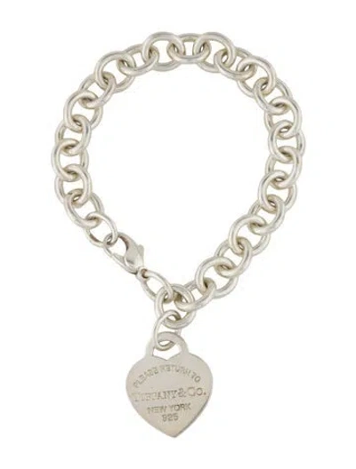 Pre-owned Tiffany & Co Heart Tag Charm Bracelet, 6.5" In Multi