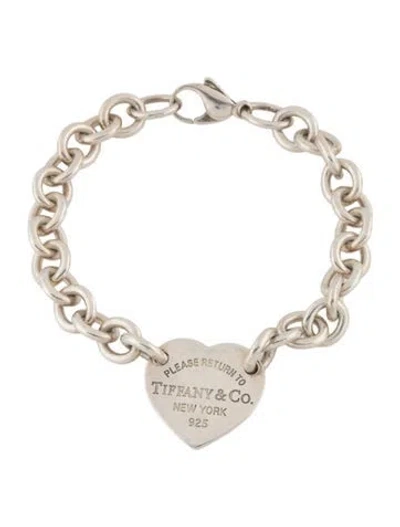 Pre-owned Tiffany & Co Heart Tag Charm Bracelet, 6.5" In Multi