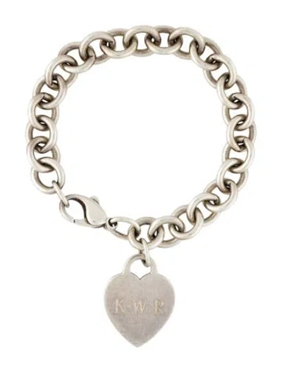 Pre-owned Tiffany & Co Heart Tag Charm Bracelet, 6.5" In Multi