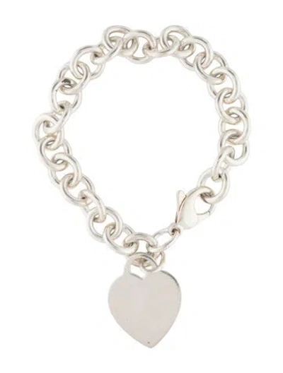 Pre-owned Tiffany & Co Heart Tag Charm Bracelet, 6.5" In Multi