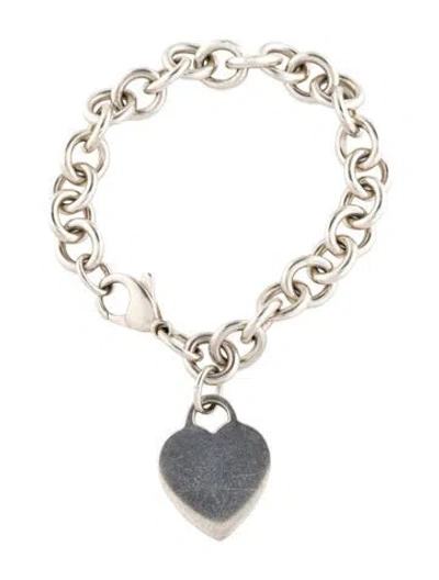 Pre-owned Tiffany & Co Heart Tag Charm Bracelet, 6.5" In Multi