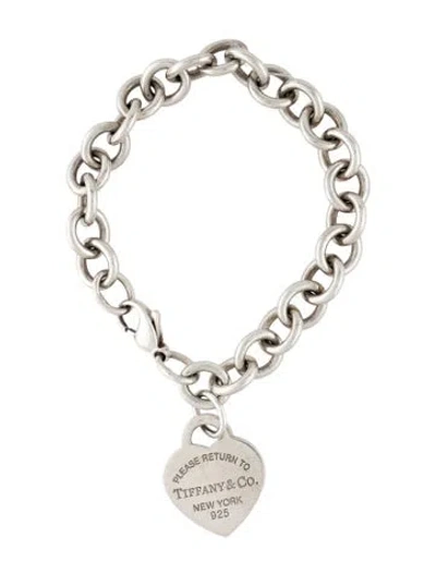 Pre-owned Tiffany & Co Heart Tag Charm Bracelet, 6.5" In Multicolor