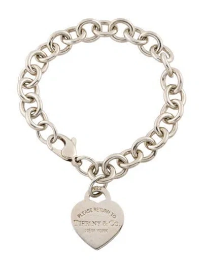 Pre-owned Tiffany & Co Heart Tag Charm Bracelet, 6.75" In Multi