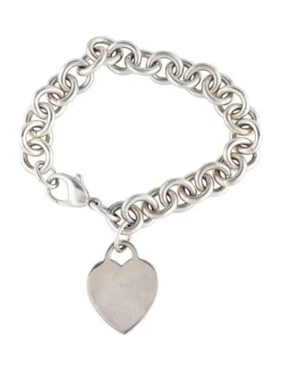 Pre-owned Tiffany & Co Heart Tag Charm Bracelet, 6.75" In Multi
