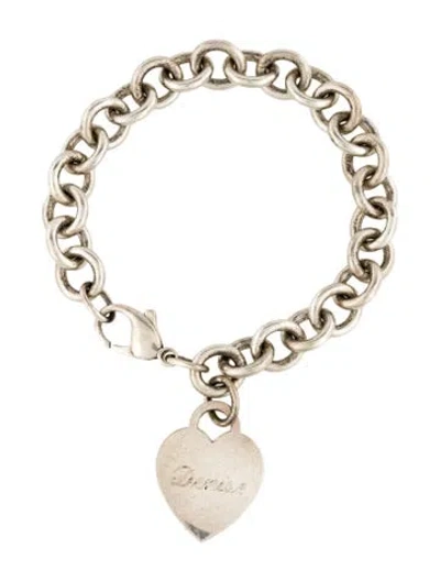 Pre-owned Tiffany & Co Heart Tag Charm Bracelet, 6.75" In Multi