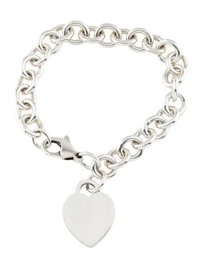 Pre-owned Tiffany & Co Heart Tag Charm Bracelet, 6.75" In Multi