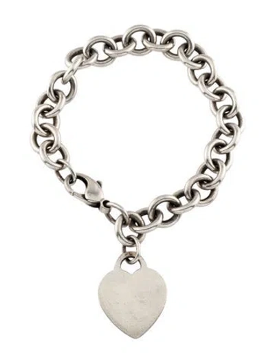 Pre-owned Tiffany & Co Heart Tag Charm Bracelet, 6.75" In Multi