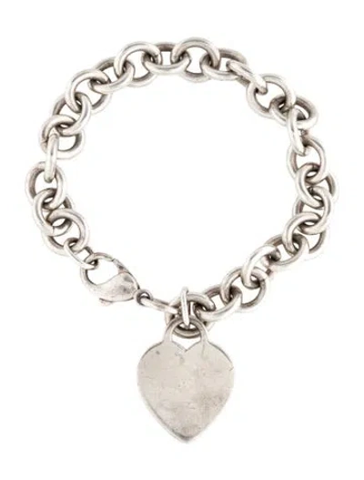 Pre-owned Tiffany & Co Heart Tag Charm Bracelet, 6.75" In Multi