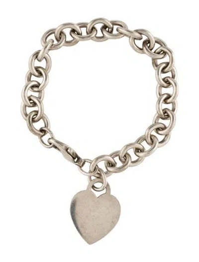 Pre-owned Tiffany & Co Heart Tag Charm Bracelet, 6.75" In Multi