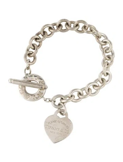 Pre-owned Tiffany & Co Heart Tag Charm Bracelet, 6.75" In Multi