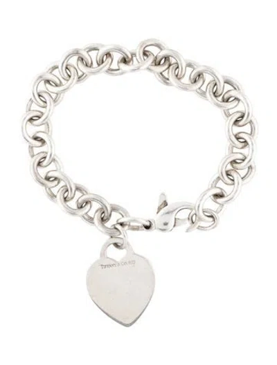 Pre-owned Tiffany & Co Heart Tag Charm Bracelet, 6.75" In Multi