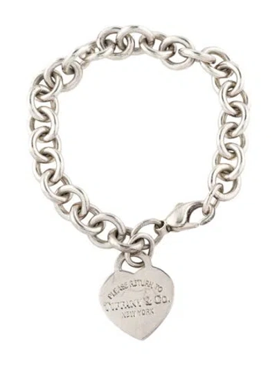 Pre-owned Tiffany & Co Heart Tag Charm Bracelet, 6.75" In Multi