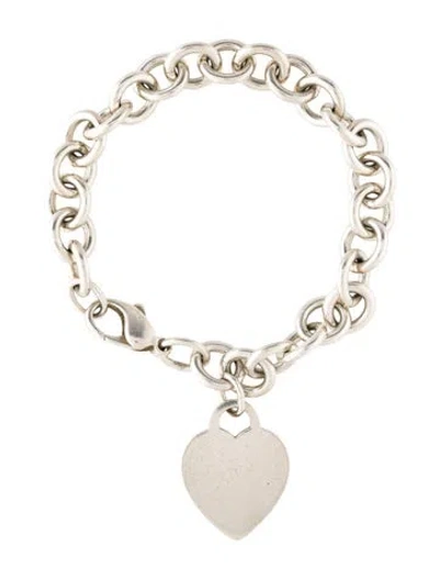 Pre-owned Tiffany & Co Heart Tag Charm Bracelet, 6.75" In Multi