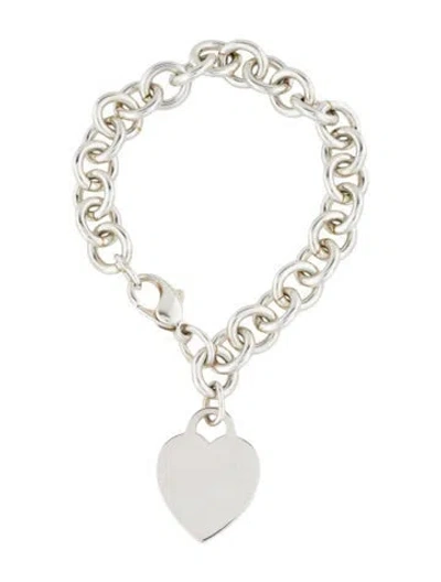 Pre-owned Tiffany & Co Heart Tag Charm Bracelet, 6.75" In Multi