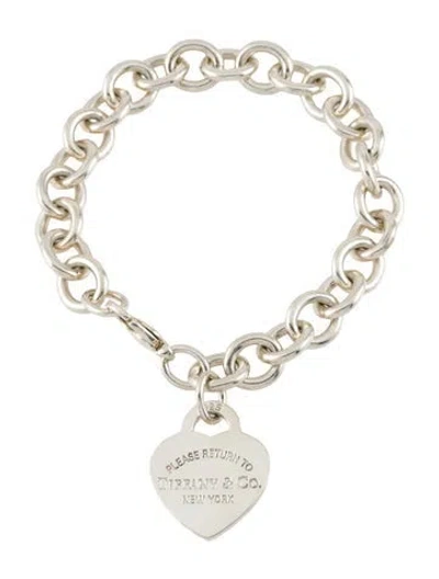 Pre-owned Tiffany & Co Heart Tag Charm Bracelet, 6.75" In Multi
