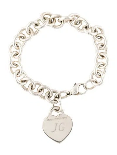 Pre-owned Tiffany & Co Heart Tag Charm Bracelet, 6.75" In Multi