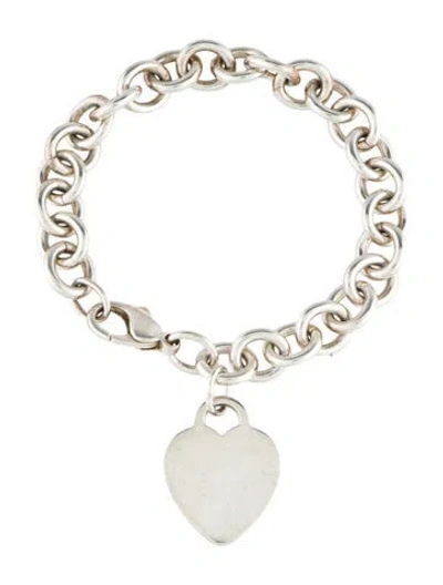 Pre-owned Tiffany & Co Heart Tag Charm Bracelet, 6.75" In Multi