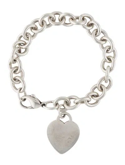 Pre-owned Tiffany & Co Heart Tag Charm Bracelet, 7" In Multi
