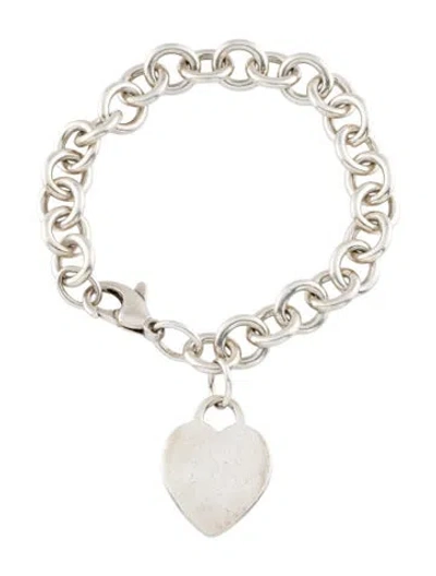 Pre-owned Tiffany & Co Heart Tag Charm Bracelet, 7" In Multi