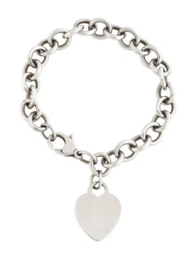Pre-owned Tiffany & Co Heart Tag Charm Bracelet, 7" In Multi