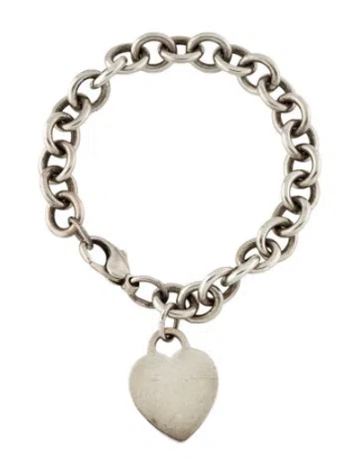 Pre-owned Tiffany & Co Heart Tag Charm Bracelet, 7" In Multi