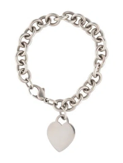 Pre-owned Tiffany & Co Heart Tag Charm Bracelet, 7" In Multi