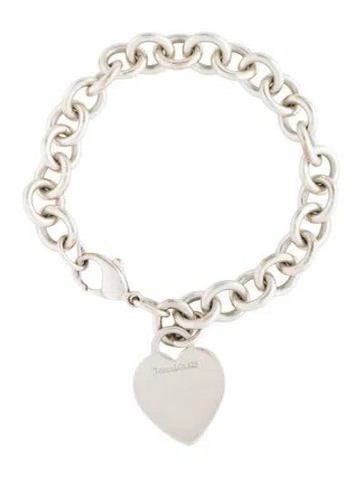 Pre-owned Tiffany & Co Heart Tag Charm Bracelet, 7" In Multi